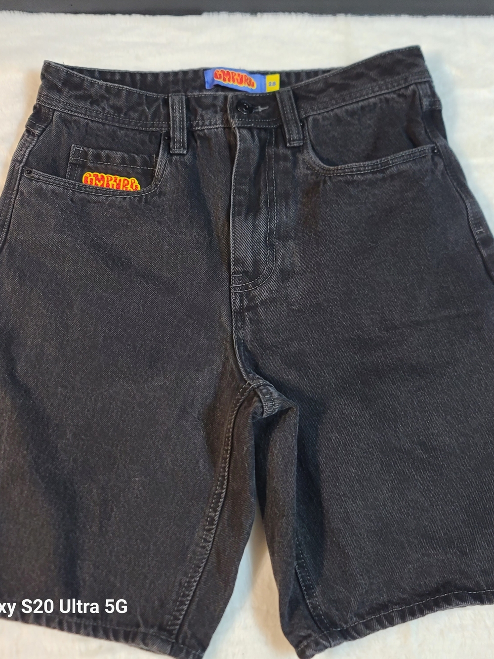 Empyre Black Washed Relaxed Denim Shorts